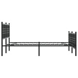ZNTS Metal Bed Frame without Mattress with Footboard Black 140x200cm 376343