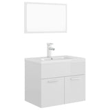 ZNTS Bathroom Furniture Set High Gloss White Engineered Wood 3071321