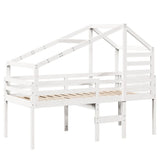 High Sleeper Bed without Mattress White 90x190 cm Single Solid Wood Pine 3281981