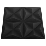 3D Wall Panels 24 pcs 50x50 cm Origami Black 6 m² 150917