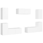 7 Piece TV Cabinet Set White Engineered Wood 3078672