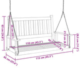 Garden Swing Bench with Metal Chains Black Solid Wood Fir 4008978