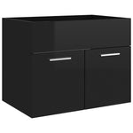 ZNTS Bathroom Furniture Set High Gloss Black Engineered Wood 3070872