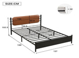 Metal 4ft6 double bed 135190cm, With a PU-upholstered headboard, Durable and Sturdy, Youth N604P390164B