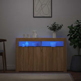 804340 Sideboard with LED Lights Sonoma Oak 115,5x30x75 cm