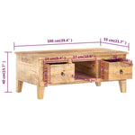 ZNTS Coffee Table 100x55x40 cm Rough Mango Wood 320236