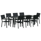 Garden Dining Set 9 pcs Black Powder-Coated Steel 3379148