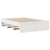 Bed Frame without Mattress with Drawers White 140x190 cm Solid Wood Pine 3308817