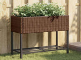 Garden Planters with Shelf 2 pcs Brown 70x28x70 cm Poly Rattan 3210511
