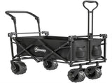 Folding Trolley Cart Storage Wagon Beach Trailer 4 Wheels with Handle Overhead Canopy Cart Push Pull T3398P348598