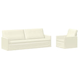 Sofa Set 2 pcs Cream Corduroy Fabric 3433262