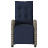Reclining Garden Chair with Footrest Grey Poly Rattan 365239