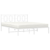 Metal Bed Frame without Mattress with Headboard White 150x200cm 374292