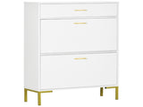 Three Drawer Slim Shoe Storage Cabinet, 12 Shoe Pairs - White T3398P343165
