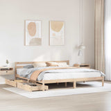 ZNTS Bed Frame without Mattress 180x200 cm Super King Solid Wood Pine 3301546