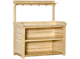 Garden Potting Bench Table, Wooden Workstation Bench w/ Galvanized Metal Tabletop, Storage Shelves T3398P324007