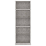 5-Tier Book Cabinet Concrete Grey 60x24x175 cm Engineered Wood 800886