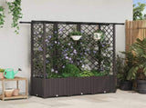Raised Bed with Trellis and Roof Brown 163.5 x 40 x 138 cm PP 42032525