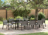 Garden Dining Set 9 pcs Grey Powder-Coated Steel 3379260