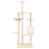Cat Tree with Sisal Scratching Posts Cream 142 cm 171591