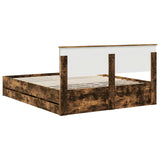 Bed Frame with Drawer Smoked Oak 160 x 200 cm Engineer Wood 3410690