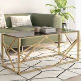 ZNTS Coffee Table Gold Stainless Steel and Tempered Glass 349940