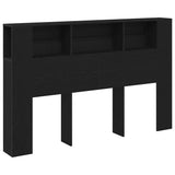 Headboard Cabinet with Storage Black Oak Engineered Wood 862759