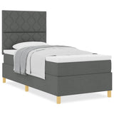 Box Spring Bed with Headboard Dark grey 90 x 190 cm Fabric 3339659