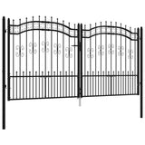 Fence Gate KAMPEN with Spear Top Black 302x150 cm Steel 151097