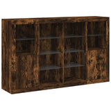 Sideboards with LED Lights 3 pcs Smoked Oak Engineered Wood 3209139