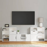 5 Piece TV Units with Storage ODDA White Solid Wood Pine 3365371