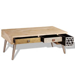 ZNTS Coffee Table with Drawers Solid Mango Wood 105x55x41 cm 244016