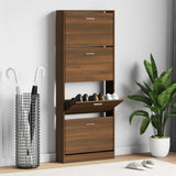 Shoe Cabinet Brown Oak 59x17x150 cm Engineered Wood 342525