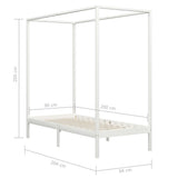 Canopy Bed Frame without Mattress White Solid Wood 90x200 cm 283262