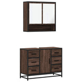 ZNTS 2 Piece Bathroom Furniture Set Brown Oak Engineered Wood 3300934