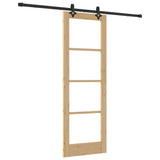 Sliding Door Natural 73.5 x 211 cm Solid Pine Wood and Glass 3332297