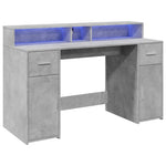 Desk with LED Lights Concrete Grey 140x55x91 cm Engineered Wood 3309423