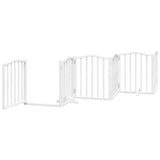 Dog Gate with Door Foldable 9 Panels White 450 cm Poplar Wood 3155591
