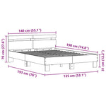 Bed Frame Artisan oak 135 x 190 cm Engineered wood 3333955