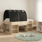 Bed Frame with Tunnel with Shelf 3 pcs Sonoma Oak and Black 3423616