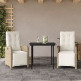 3 Piece Bistro Set with Cushions Beige Poly Rattan 3212570