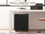 3-Drawer Vertical Filing Cabinet with Pencil Tray, Lock and 5 Wheels, Steel Mobile File Cabinet, for T3398P342469