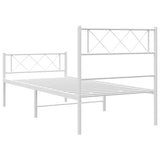 Metal Bed Frame without Mattress with Footboard White 90x200cm 372337