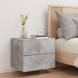 Wall-mounted Bedside Cabinet with LED Lights Concrete Gery 836818
