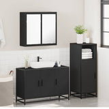 ZNTS 3 Piece Bathroom Furniture Set Black Engineered Wood 3300950