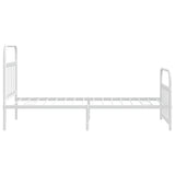 Bed Frame White Powder-Coated Steel Single Bed Frame 352639