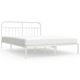 Bed Frame White Powder-Coated Steel Double Bed Frame 352630