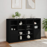 Sideboards with LED Lights 3 pcs Black Engineered Wood 3209136
