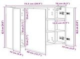 Bathroom Mirror Cabinet Grey Sonoma 73.5 x 16 x 62.5 cm 889172