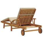 Sun Lounger Reclining Beige 200 x 67 x 84cm Solid Acacia wood 4105529